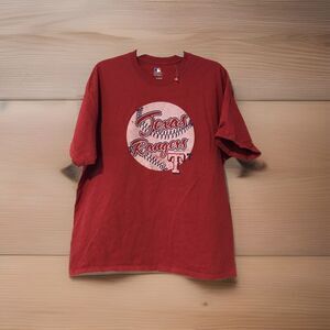 Texas Rangers XL T-Shirt Men's Red Baseball Graphic Tee MLB Fan Apparel Retro